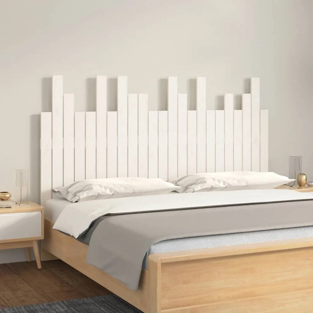 vidaXL Cabeceira de parede 146,5x3x80cm madeira de pinho maciça branco