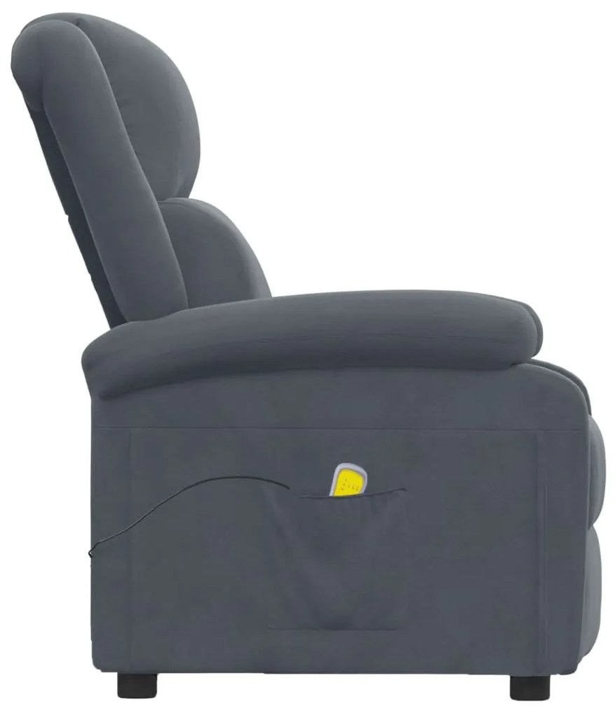 Poltrona de massagens veludo cinza-escuro