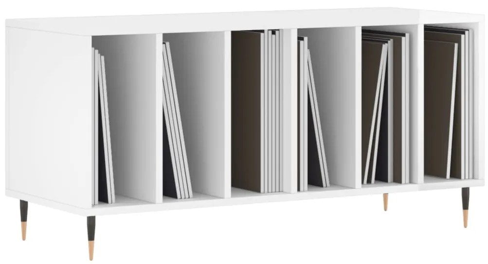 Armário p/ discos 100x38x48 cm deriv. madeira branco brilhante