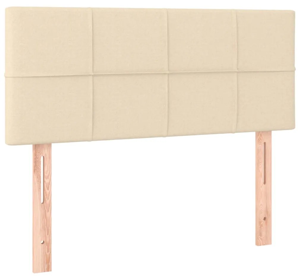 Cama box spring c/ colchão e LED 90x190 cm tecido cor creme