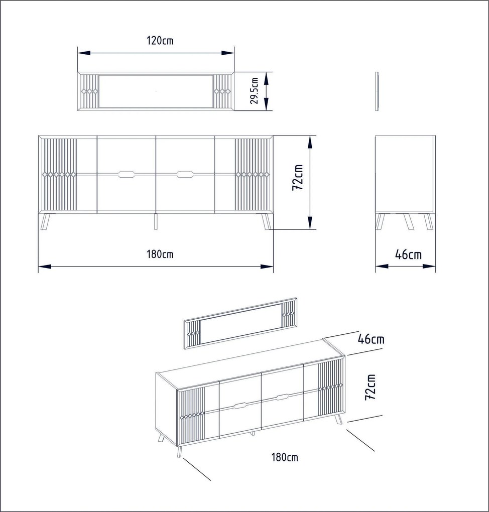 Console Frida – Branco – 180 cm x 72 cm x 46 cm