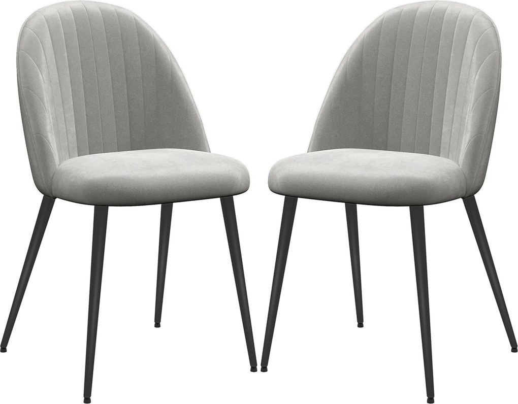 Conjunto de 4 Cadeiras de Sala de Jantar Modernas Cadeiras Estofadas em Veludo com Encosto Alto e Pés de Aço 50x52x83 cm Cinza
