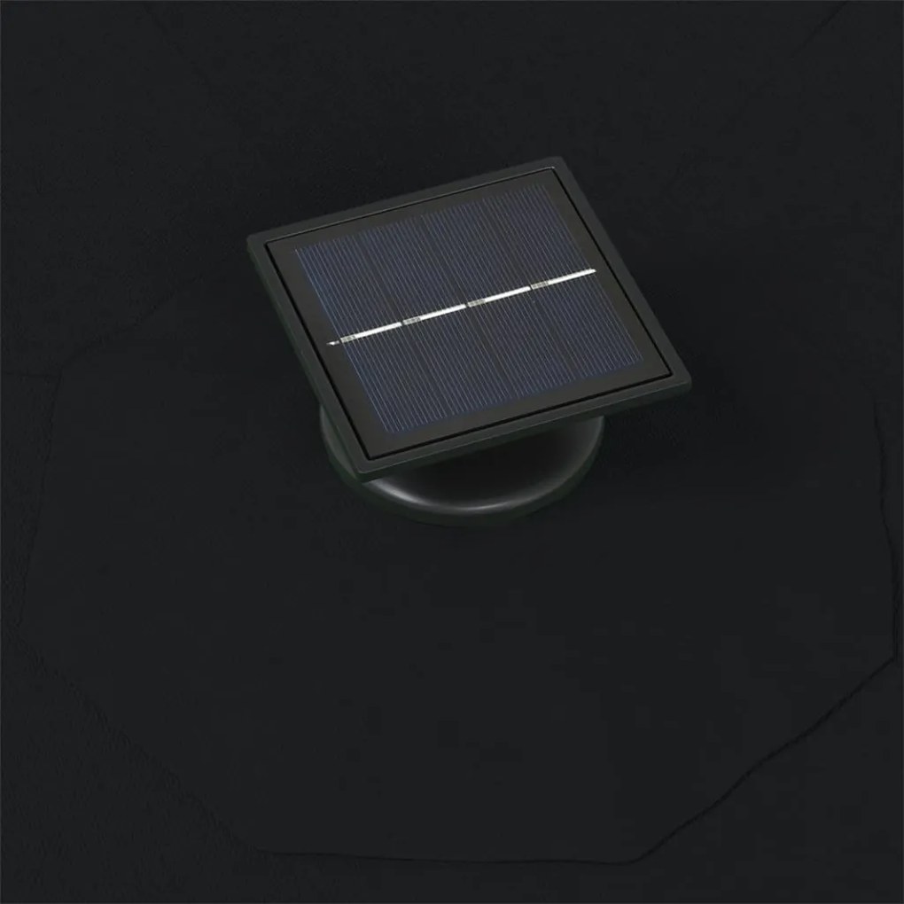 Guarda-sol para jardim de parede com luzes LED 300 cm preto