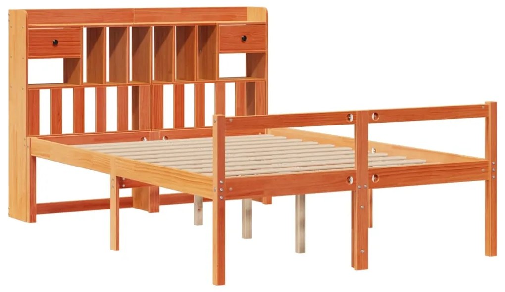 Cama com estante sem colchão 140x190 cm pinho maciço