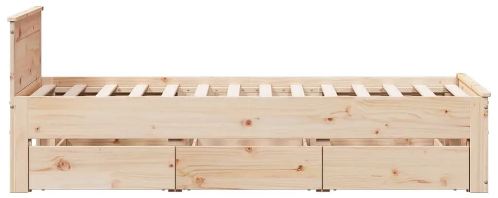 Cama sem colchão com cabeceira 100x200 cm madeira pinho maciça