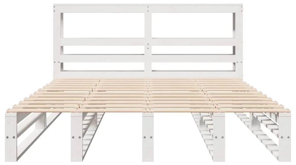 Cama sem colchão 135x190 cm madeira de pinho maciça branco