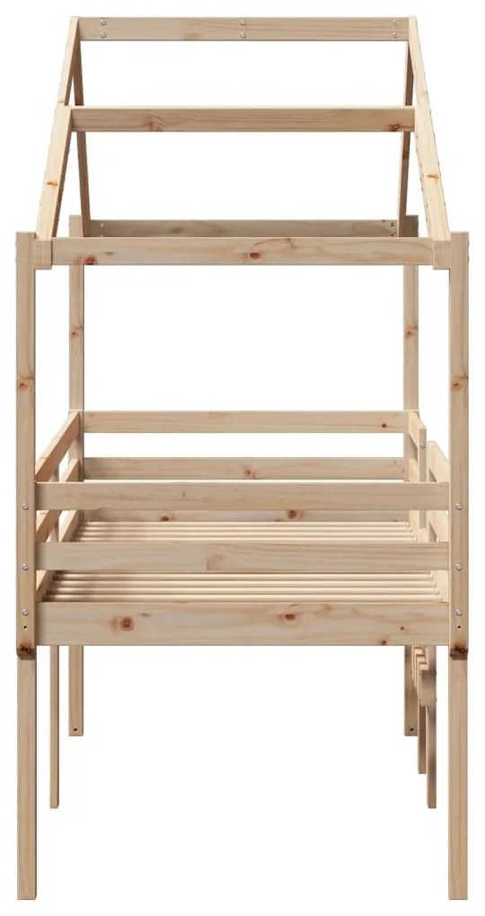 Cama alta com telhado 75x190 cm pinho maciço