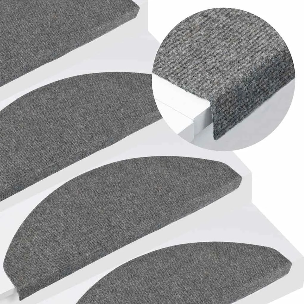 Tapetes de escada adesivos 30 pcs 65x22,5x3,5 cm cinzento