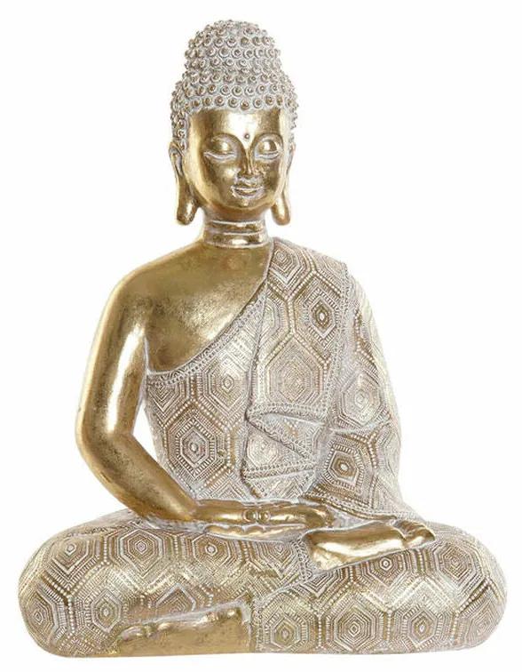 Figura Decorativa DKD Home Decor Dourado Buda Branco Resina (18.5 x 10.5 x 24 cm)