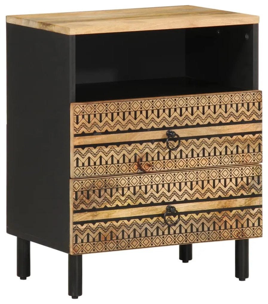 Mesa cabeceira 50x33x62cm madeira mangueira áspera maciça preto