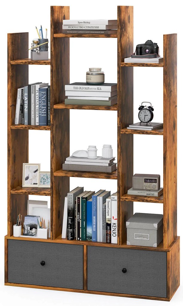 Estante independente com 12 níveis e gaveta, branca