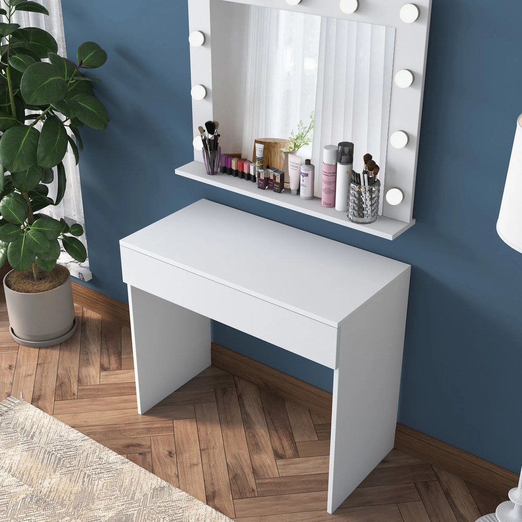 Mesa de Maquilhagem BJ120 – Branco – 90 cm x 76,8 cm x 45 cm