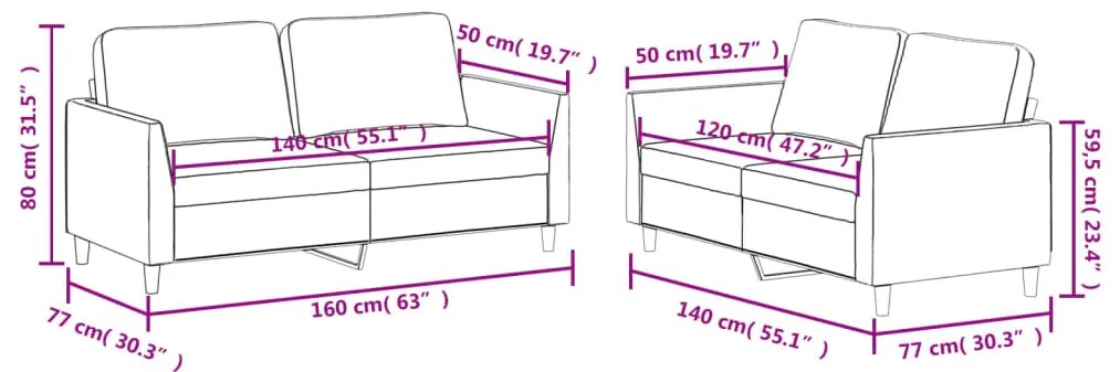 2 pcs conjunto sofás c/ almofadões couro artif. cor cappuccino