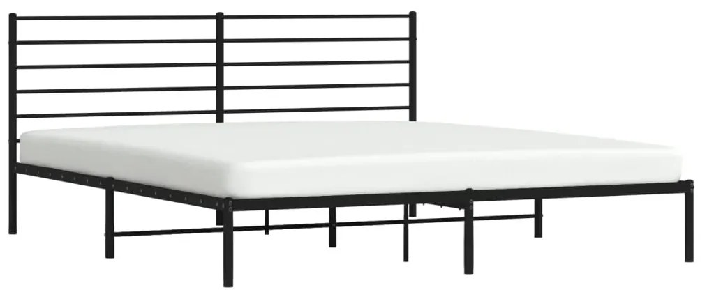 Estrutura de cama com cabeceira 200x200 cm metal preto