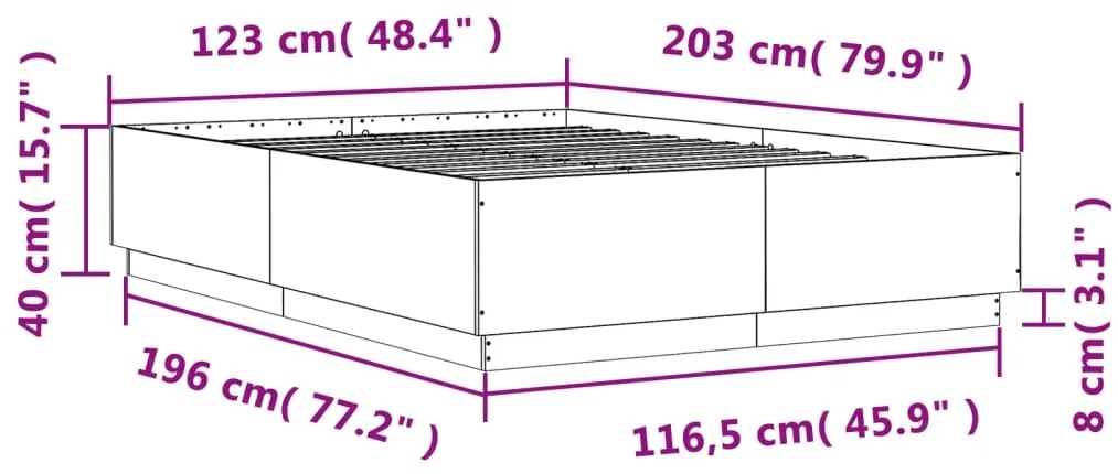 Estrutura de cama 120x200 cm derivados de madeira cinza sonoma