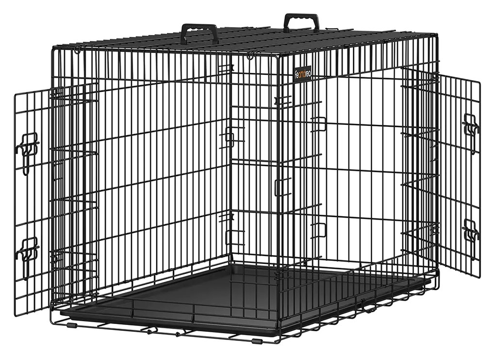 Gaiola dobrável para cães de porte grande com 2 portas | FEANDREA | 107 x 70 x 77,5 cm | preto | PPD42H.