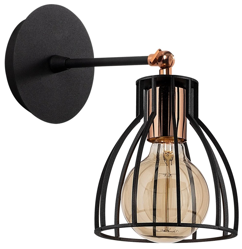 Candeeiro de Parede Kemah – Preto e Bronze – 15 cm