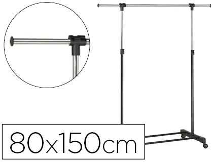 Cabide Extensível Unilux Com 4 Rodas Giratórias Com Altura Ajustável Preta / Cromada 80/150 cm