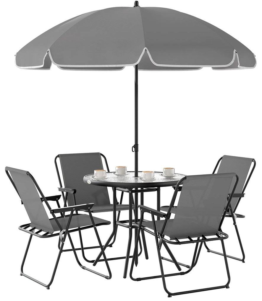 Conjunto de Mesa e Cadeiras de Jardim de 6 Peças Móveis de Jardim Exte