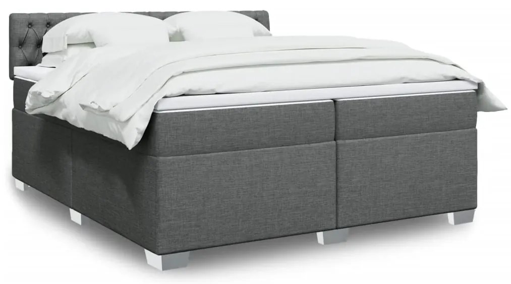 vidaXL Cama com molas/colchão 200x200 cm tecido cinzento-escuro