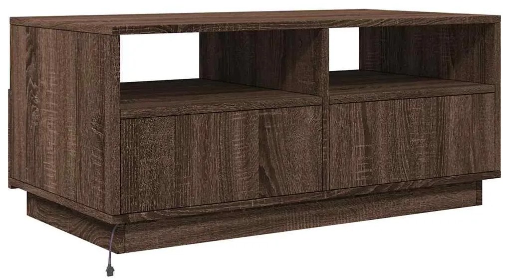 Mesa de centro com luzes LED 90x49x40 cm carvalho castanho