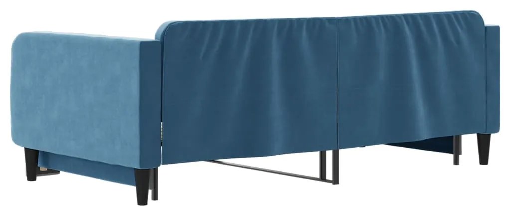 Sofá-cama com gavetão 100x200 cm veludo azul