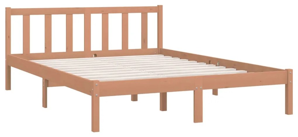 Estrutura cama king 150x200 cm pinho maciço castanho-mel