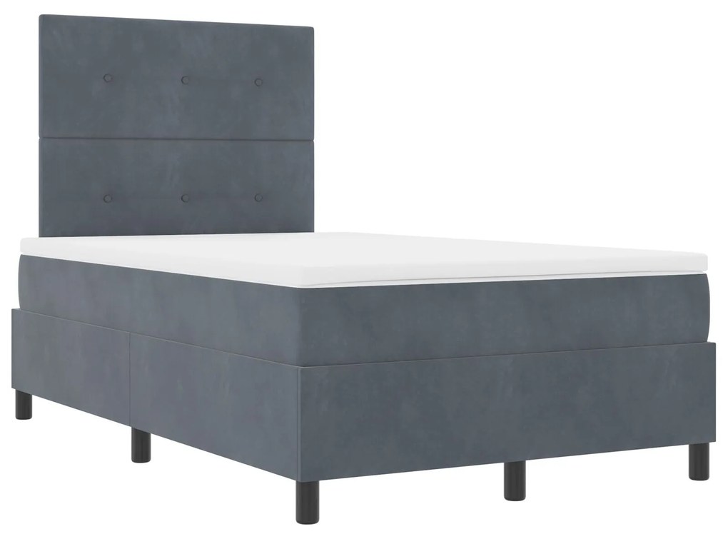 Cama Box com Colchão Cinza Escuro 120x200 cm de Veludo