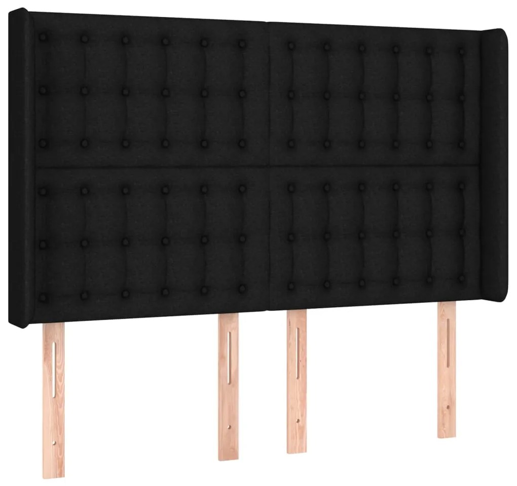 Cabeceira de cama c/ luzes LED tecido 147x16x118/128 cm preto