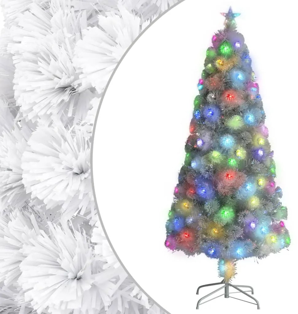 328450 vidaXL Árvore Natal artificial pré-iluminada 150 cm fibra ótica branco