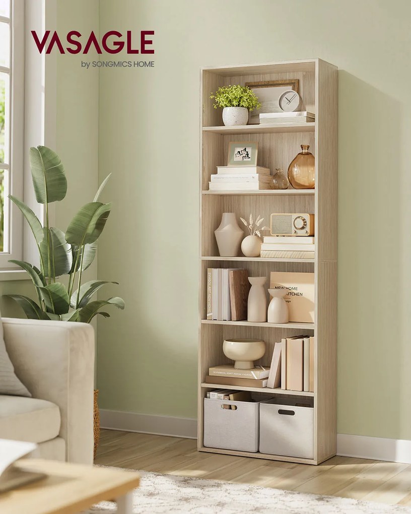 Estante de 6 prateleiras 24 x 60 x 178,5 cm bege natural