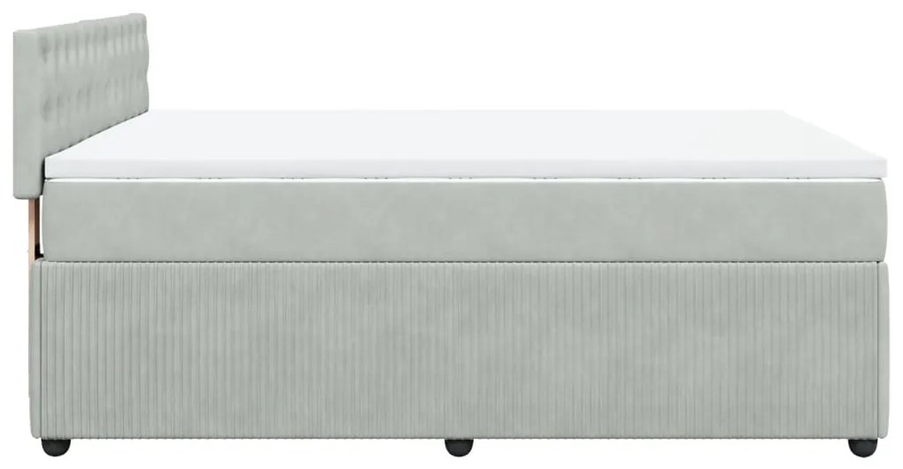 Cama com molas/colchão 140x200 cm veludo cinzento-claro