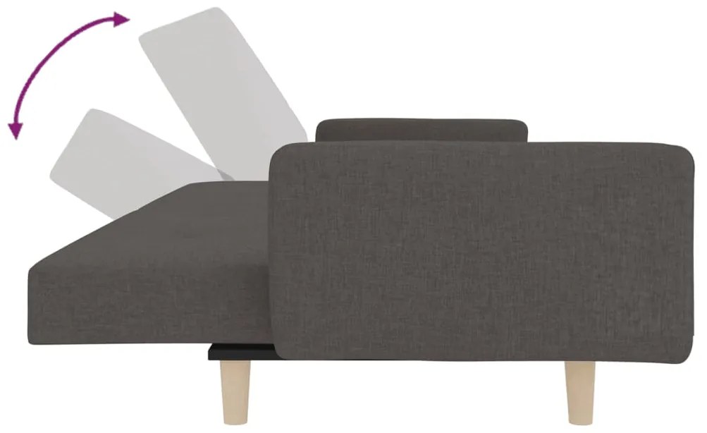 Sofá-cama 2 lugares com duas almofadas tecido cinzento-escuro