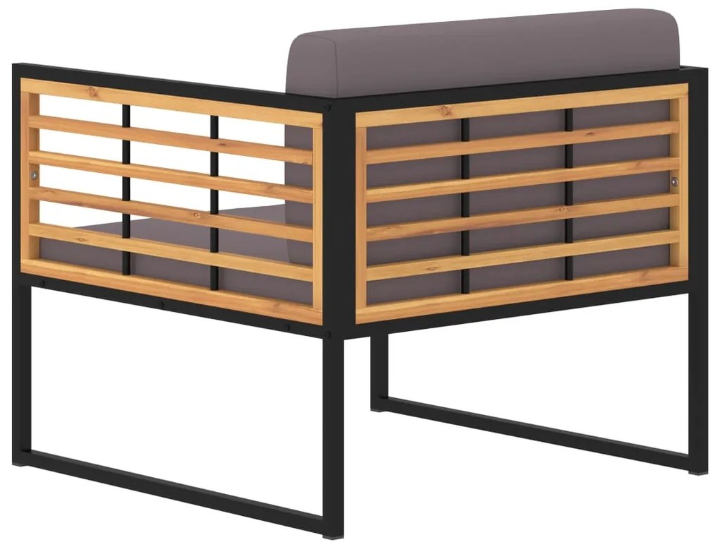 Cadeiras jardim + almofadões 2pcs acácia maciça cinzento-escuro
