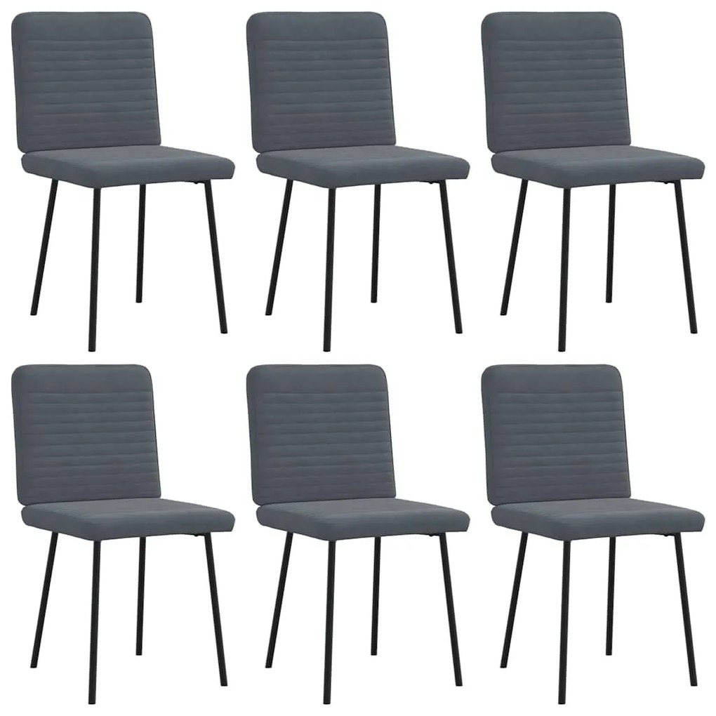 Cadeiras de jantar 6 pcs veludo cinzento-escuro
