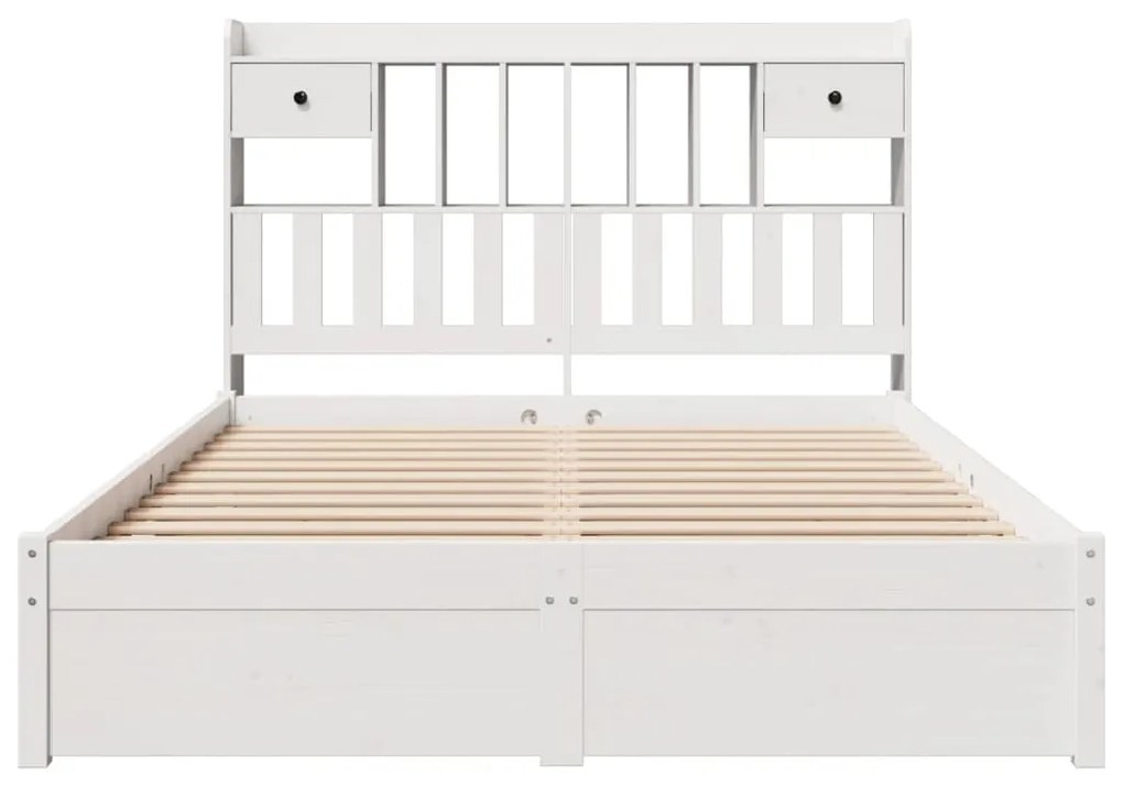 Cama com estante sem colchão 150x200 cm pinho maciço branco