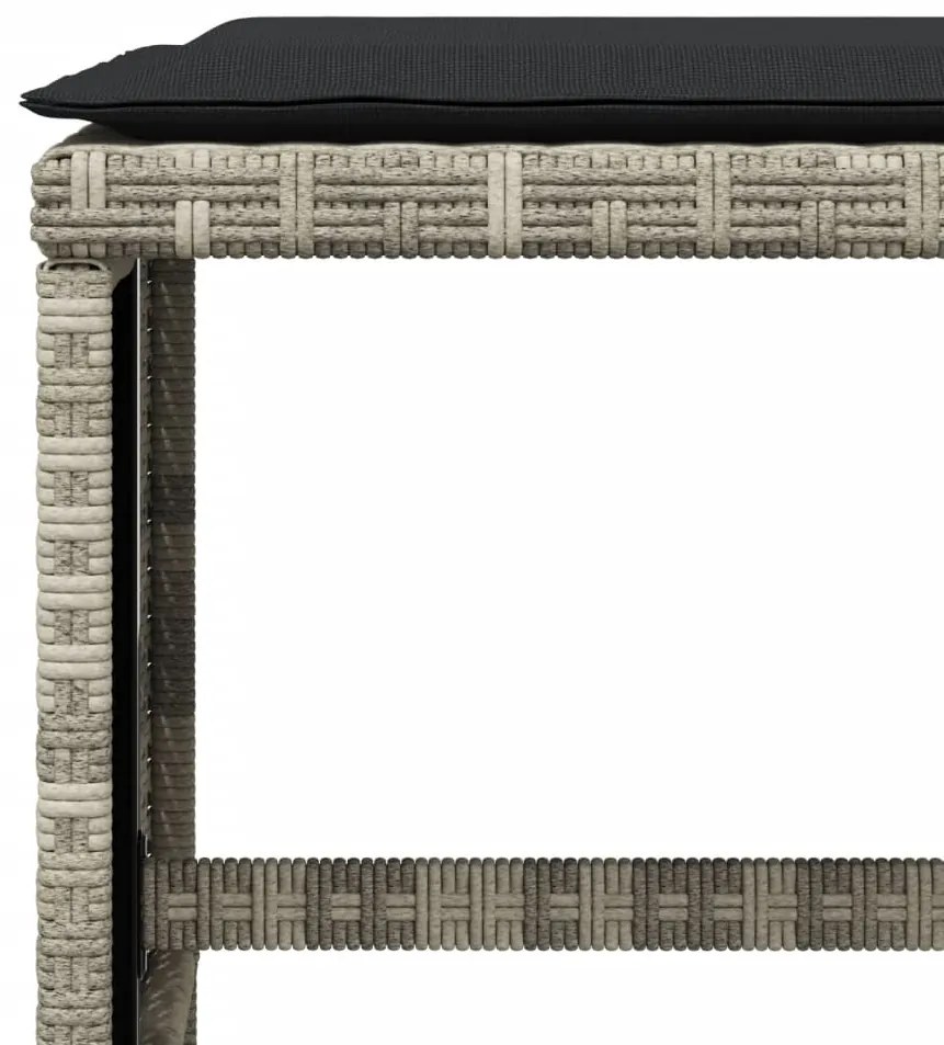 11 pcs conjunto jantar p/ jardim c/ almofadões vime PE cinzento