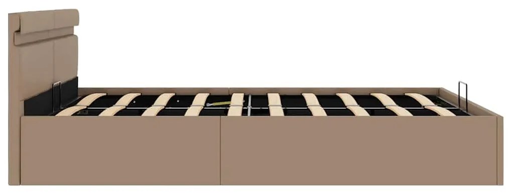 Cama hidrául. arrumação e LED 180x200cm couro artif. cappuccino