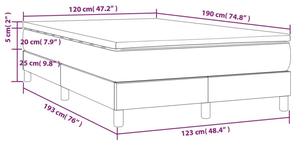 Cama boxspring com colchão 120x190 cm veludo verde-escuro