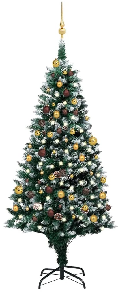 vidaXL Árvore Natal artificial pré-iluminada c/ bolas e pinhas 180 cm