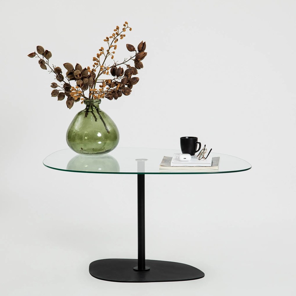 Mesa de Centro Soho – Transparente e Preto – 85x40x67 cm