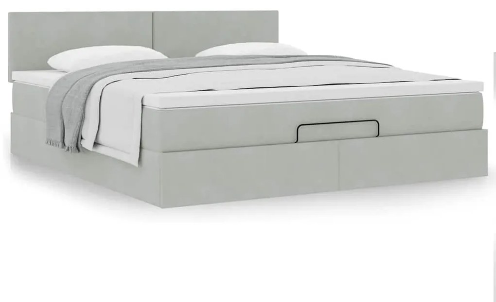 Estrutura de cama otomana com colchão 160x200 cm cinzento claro