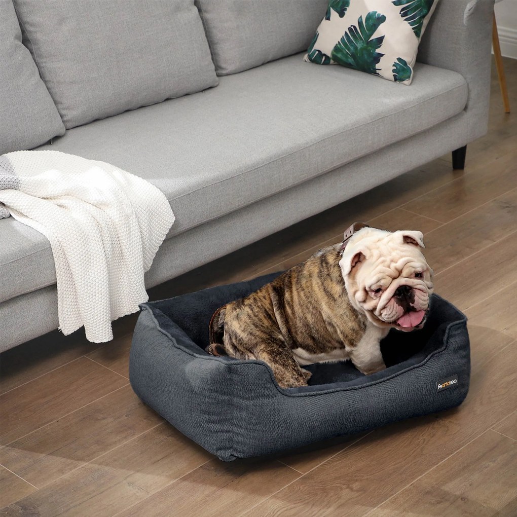 Cama para cães com capa removível, 70 x 55 x 21 cm cinzento escuro