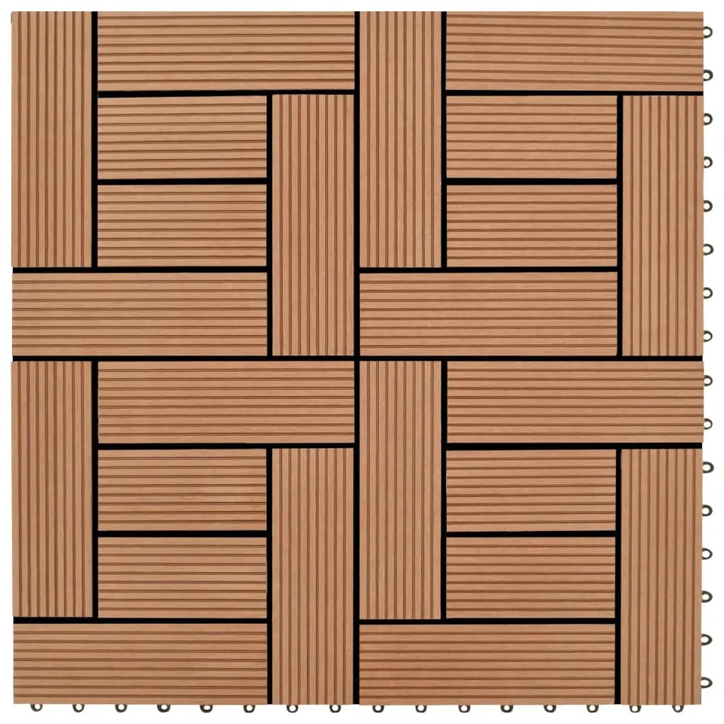 Ladrilhos de pavimento 22 pcs WPC 2m² 30x30 cm castanho