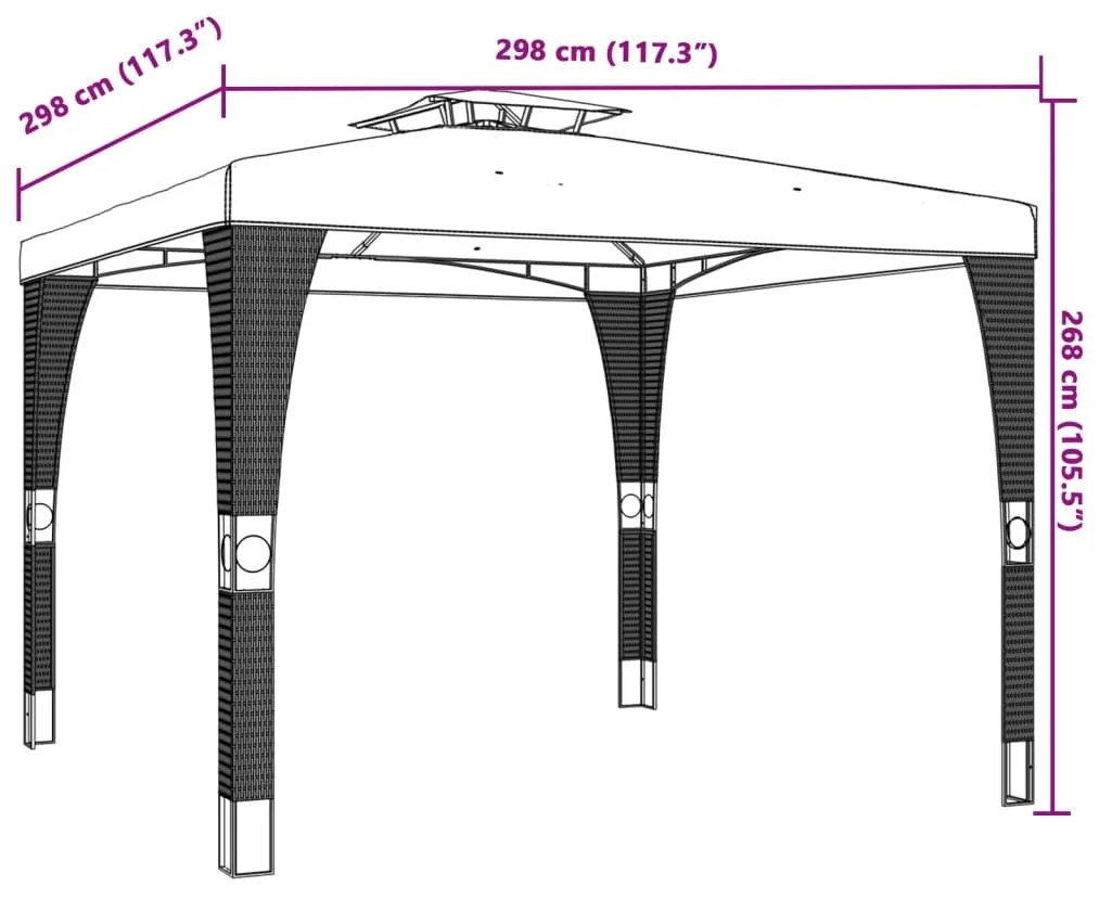 Gazebo com telhado duplo 2,98x2,98 m aço antracite