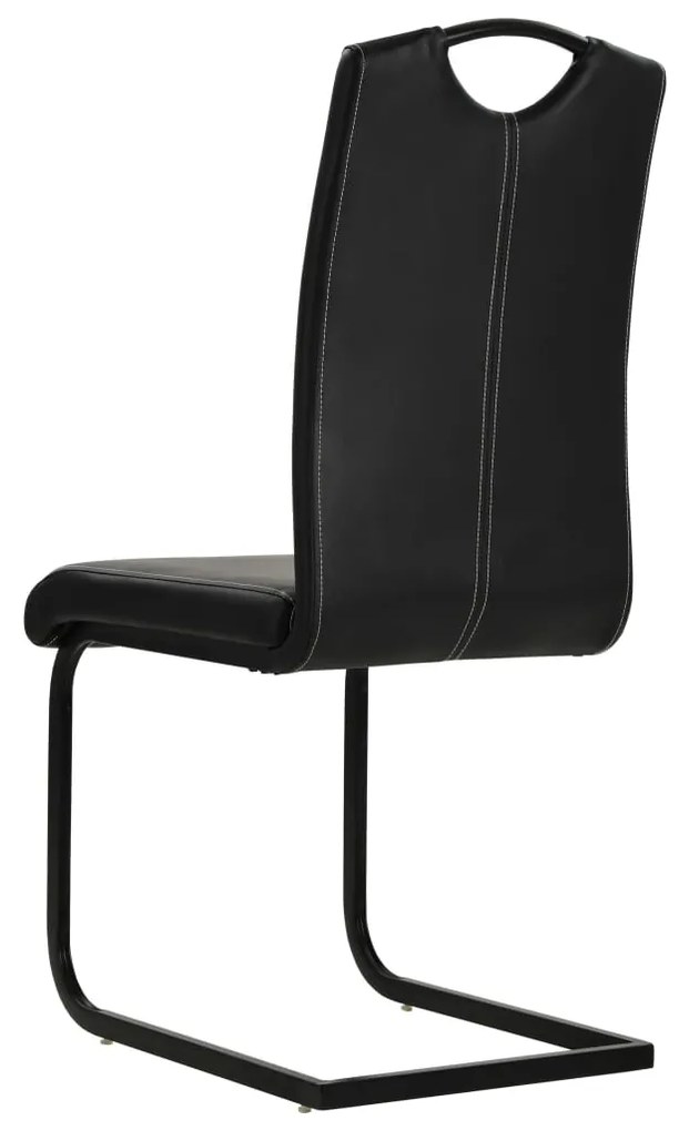 Cadeiras de jantar cantilever 6 pcs couro artificial preto