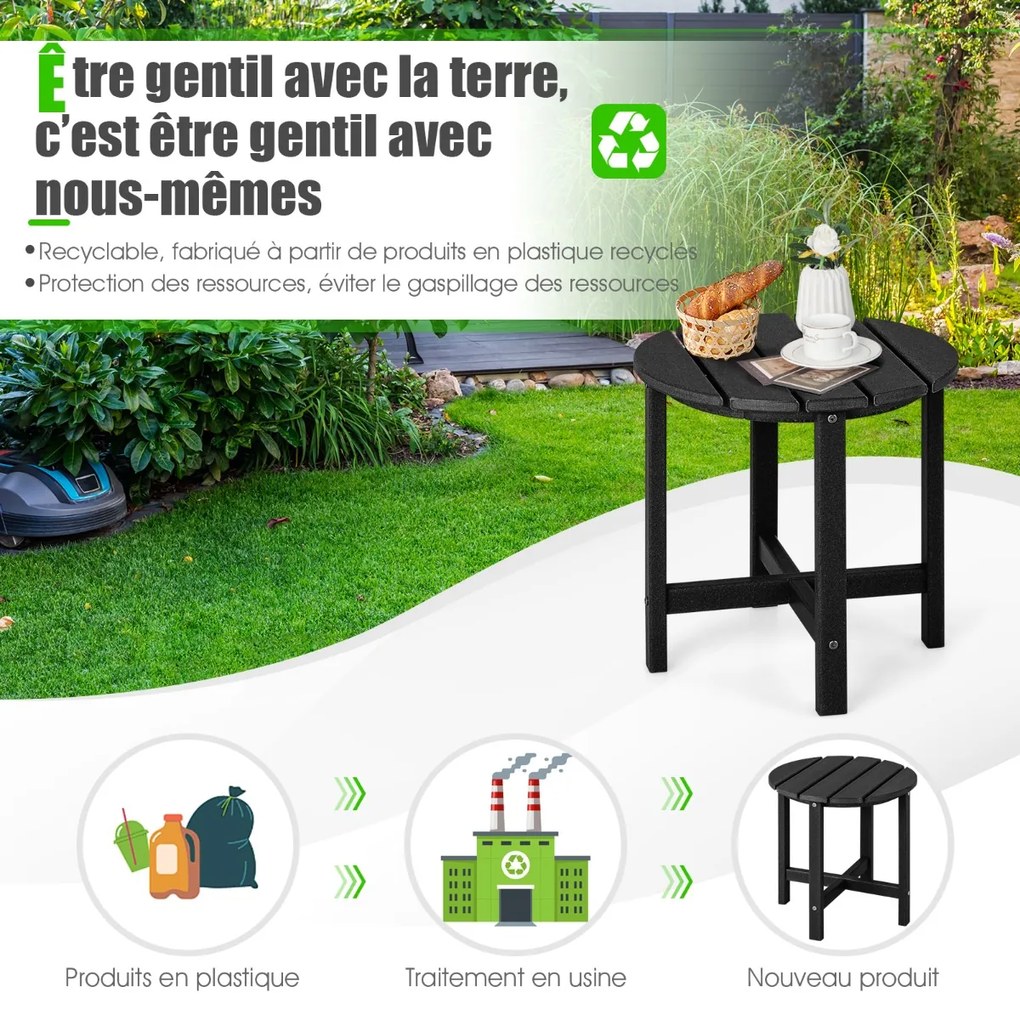Mesa lateral com material resistente às intempéries para pátio/varanda/jardim - cinza