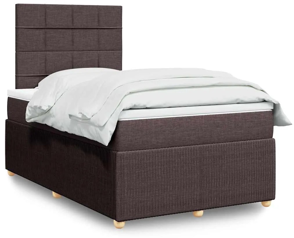vidaXL Cama boxspring com colchão 120x190 cm tecido castanho-escuro