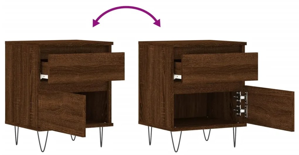 Mesas de cabeceira 2 pcs derivados de madeira carvalho castanho