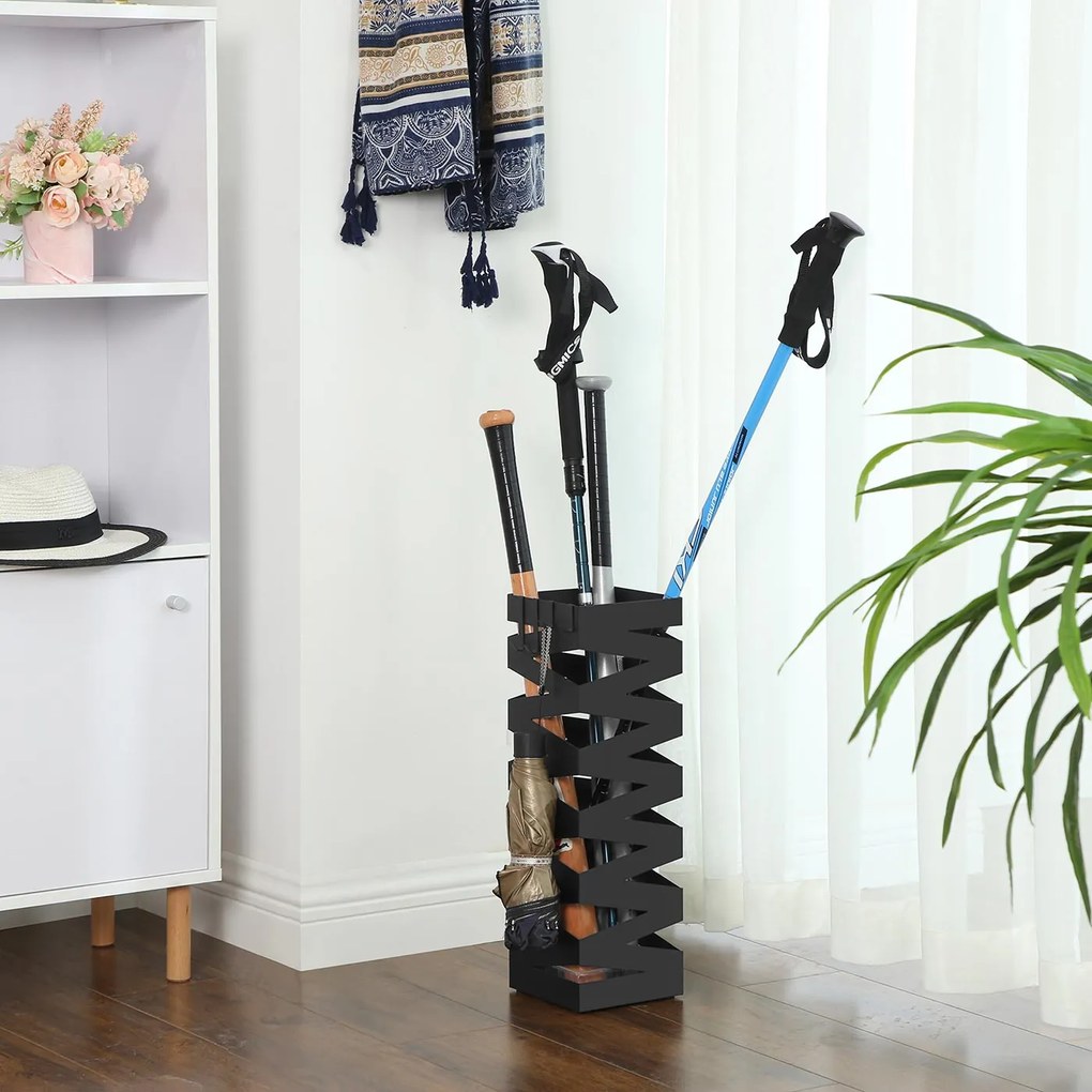 Suporte para guarda-chuvas em metal 20 x 20 x 49 cm Preto